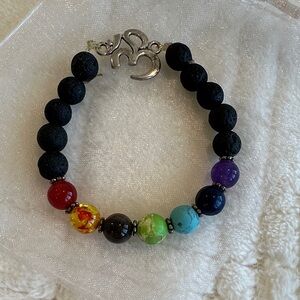 Chakra Bead Bracelet with Om Charm